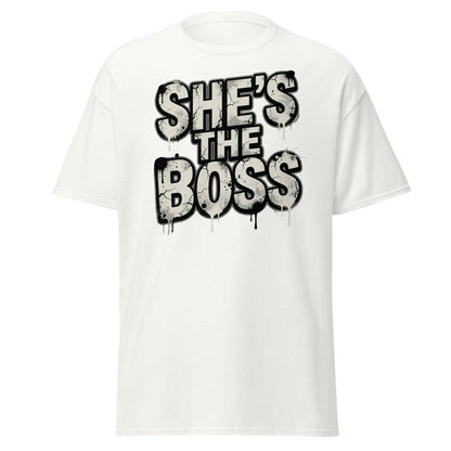 She's The Boss T-Shirt - Graffiti Boss Lady Streetwear Tee - White - TeeRipple