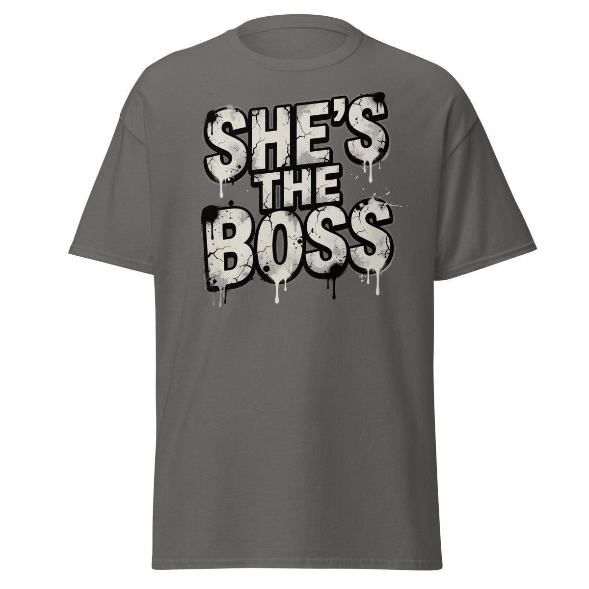 She's The Boss T-Shirt - Graffiti Boss Lady Streetwear Tee - Charcoal - TeeRipple