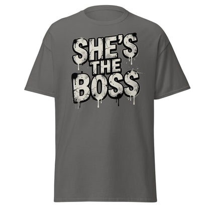 She's The Boss T-Shirt - Graffiti Boss Lady Streetwear Tee - Charcoal - TeeRipple