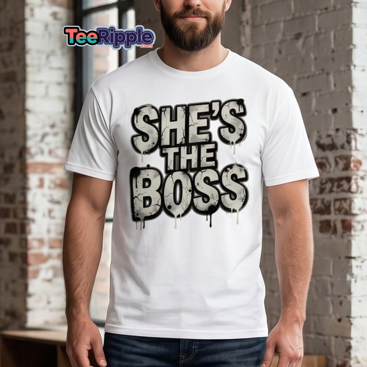 She's The Boss T-Shirt - Graffiti Boss Lady Streetwear Tee - Maroon - TeeRipple