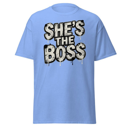 She's The Boss T-Shirt - Graffiti Boss Lady Streetwear Tee - Carolina Blue - TeeRipple