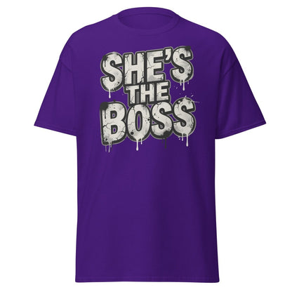 She's The Boss T-Shirt - Graffiti Boss Lady Streetwear Tee - Purple - TeeRipple