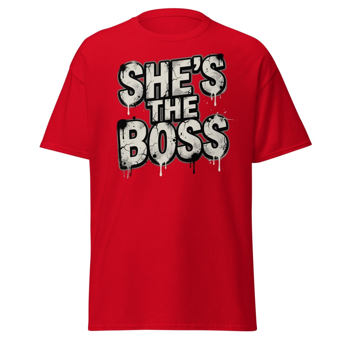 She's The Boss T-Shirt - Graffiti Boss Lady Streetwear Tee - Red - TeeRipple