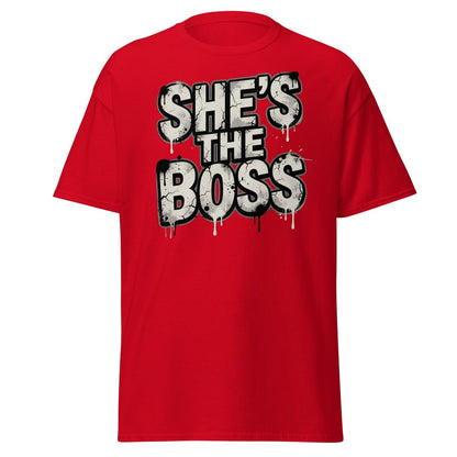 She's The Boss T-Shirt - Graffiti Boss Lady Streetwear Tee - Red - TeeRipple