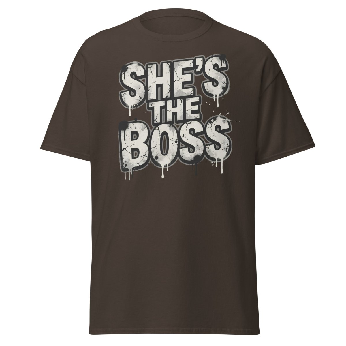 She's The Boss T-Shirt - Graffiti Boss Lady Streetwear Tee - Dark Chocolate - TeeRipple