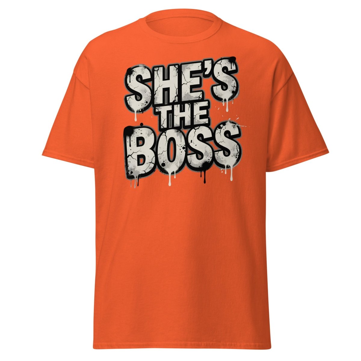 She's The Boss T-Shirt - Graffiti Boss Lady Streetwear Tee - Orange - TeeRipple
