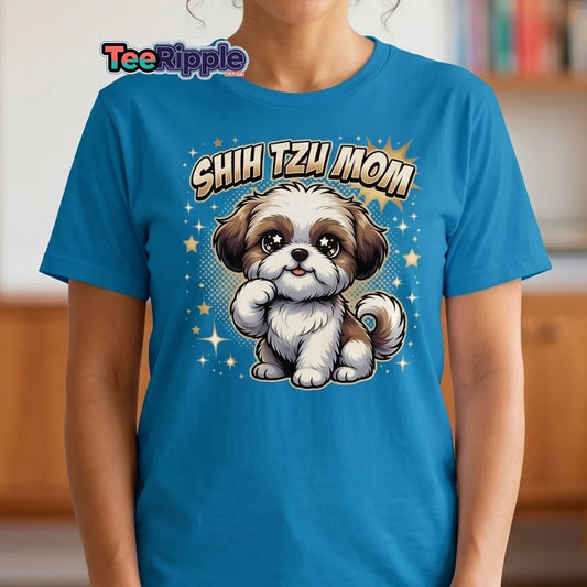 Shih Tzu Mom T-Shirt - Cute Dog Mom Shirt - Black - TeeRipple
