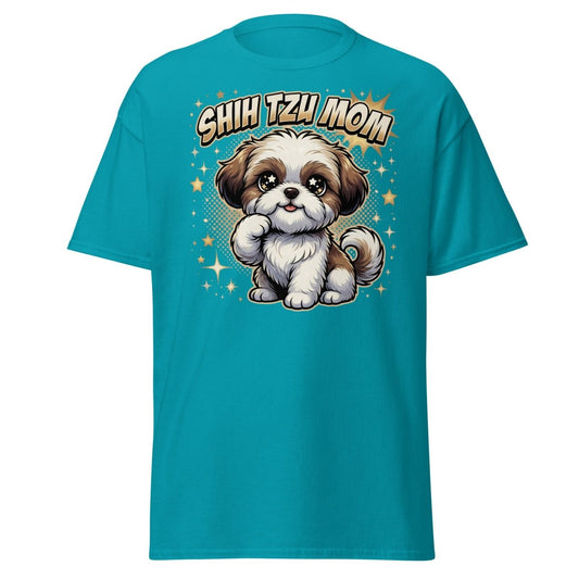 Shih Tzu Mom T-Shirt - Cute Dog Mom Shirt - Tropical Blue - TeeRipple