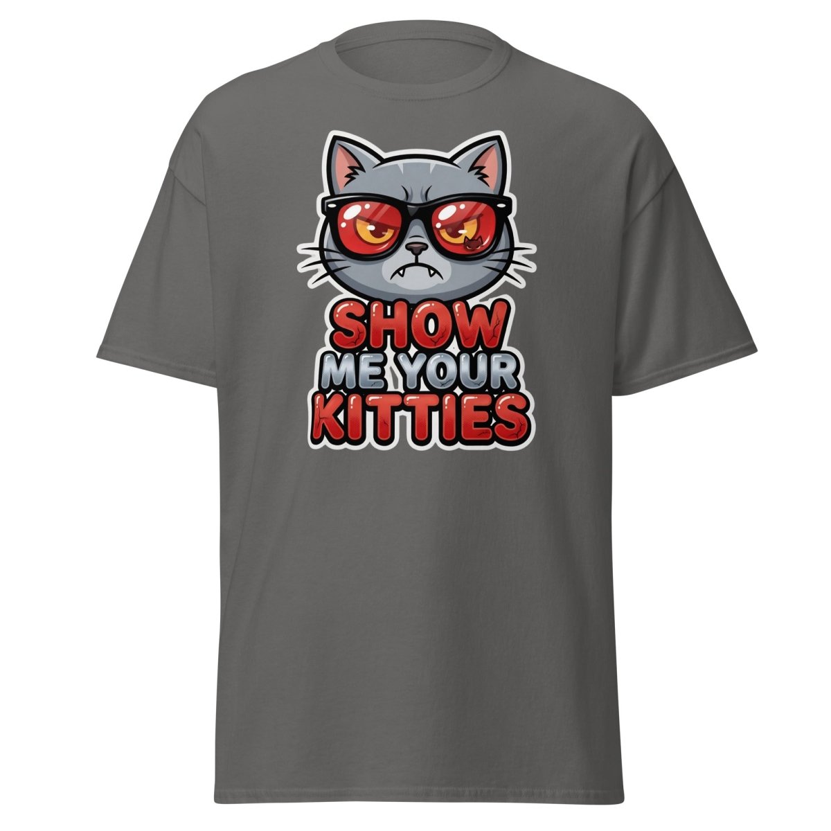 Show Me Your Kitties Funny Cat T-Shirt - Charcoal - TeeRipple