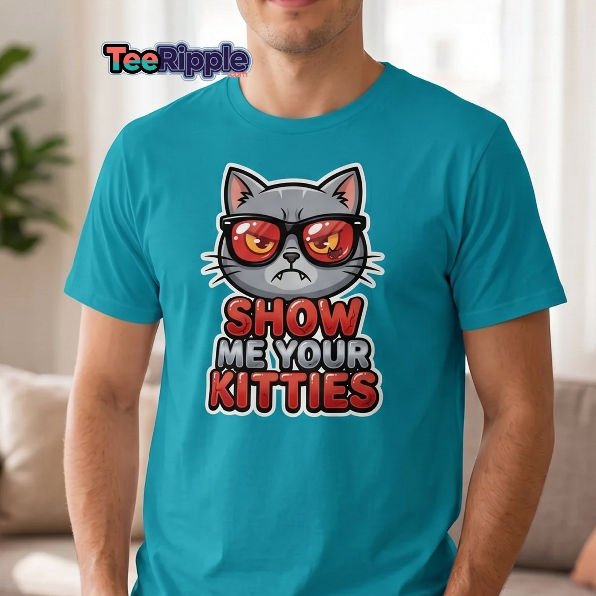 Show Me Your Kitties Funny Cat T-Shirt - Black - TeeRipple