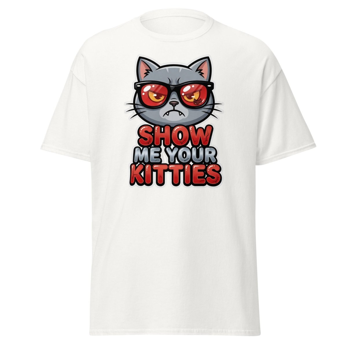 Show Me Your Kitties Funny Cat T-Shirt - White - TeeRipple