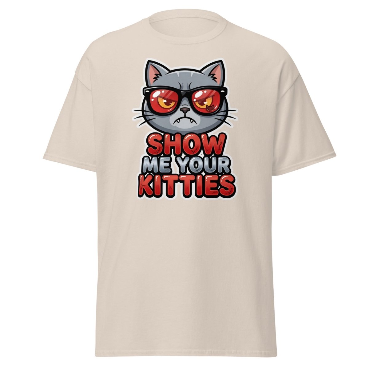 Show Me Your Kitties Funny Cat T-Shirt - Natural - TeeRipple