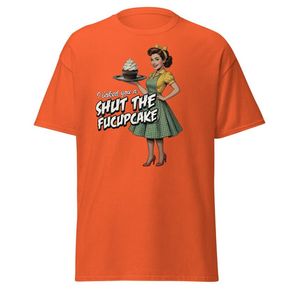 Shut The Fucupcake Funny Retro Pinup T-Shirt - Orange - TeeRipple