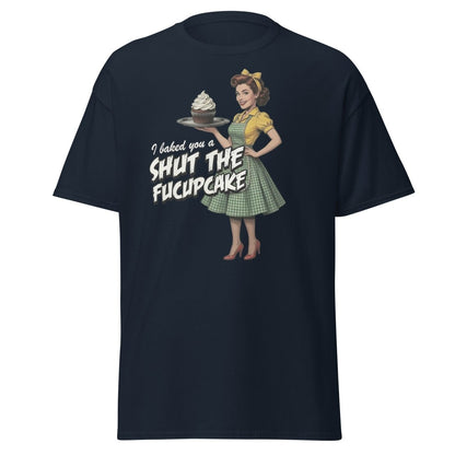 Shut The Fucupcake Funny Retro Pinup T-Shirt - Navy - TeeRipple