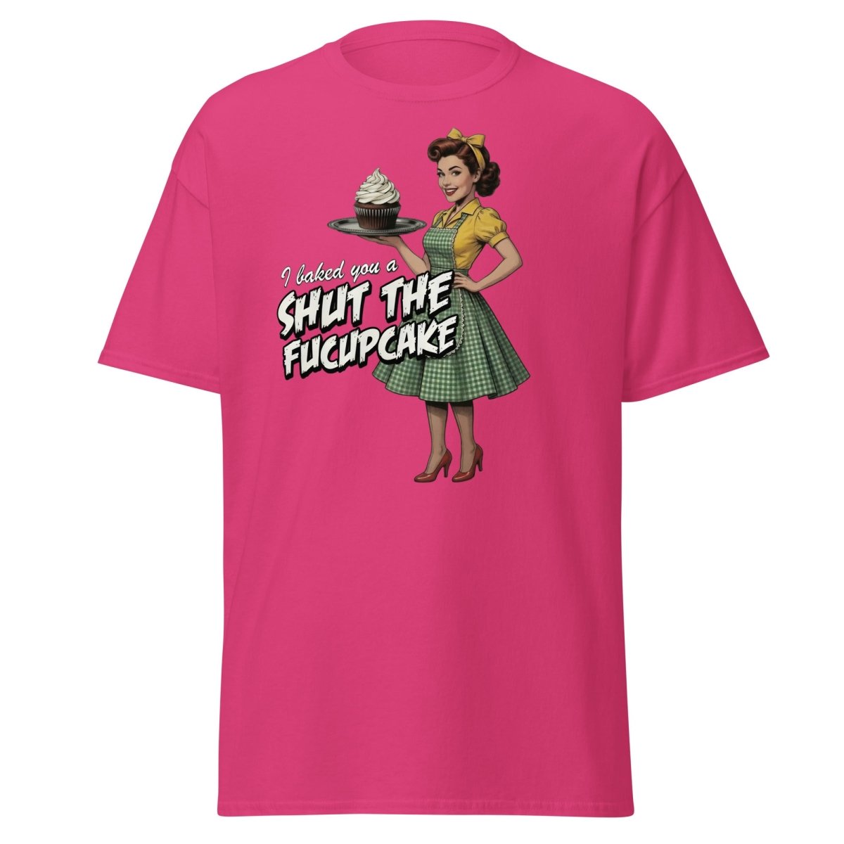 Shut The Fucupcake Funny Retro Pinup T-Shirt - Heliconia - TeeRipple