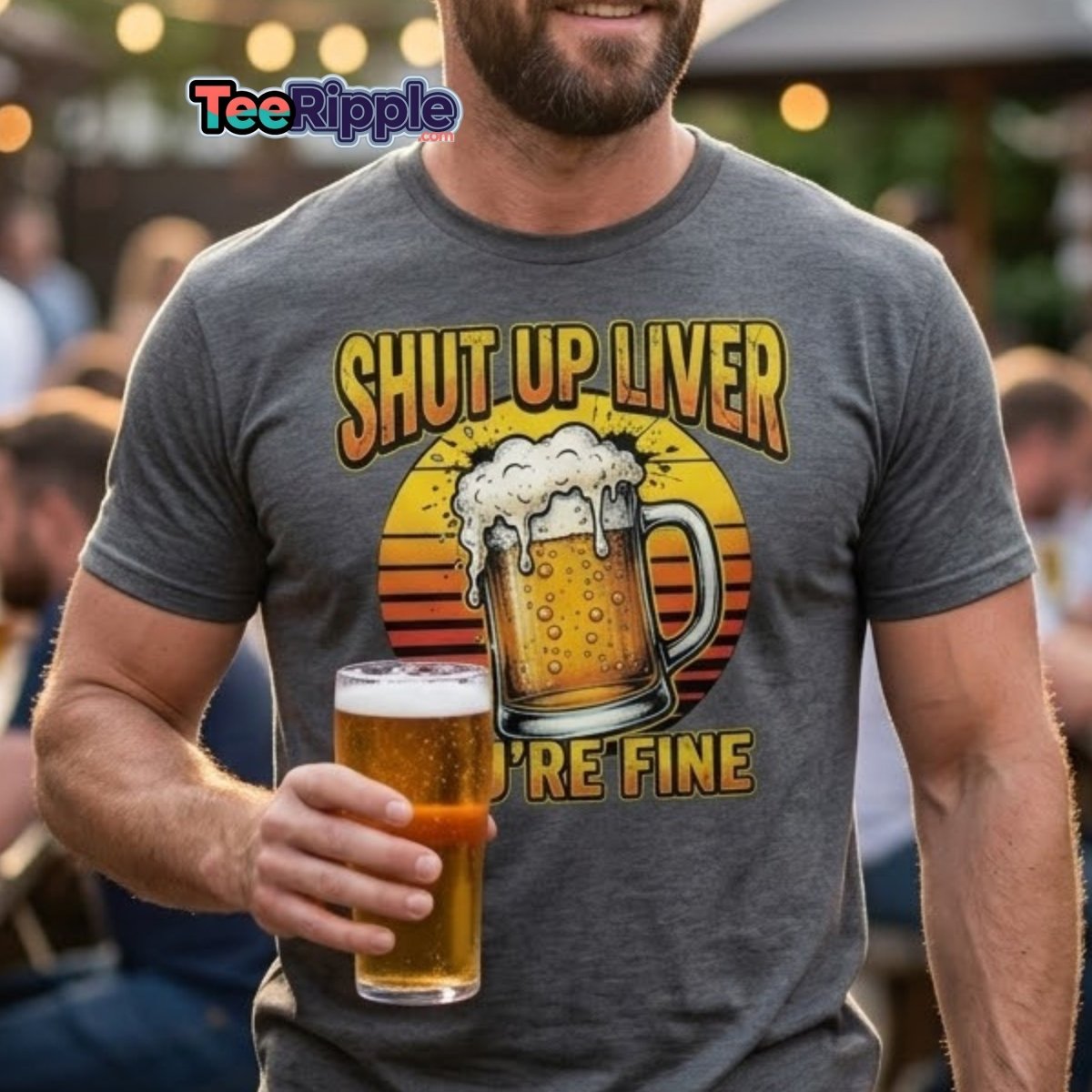 Shut Up Liver You're Fine Beer T-Shirt | Funny Drinking Tee - Maroon - TeeRipple