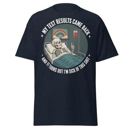 Sick of This Shit Skeleton Hospital Funny T-Shirt - Navy - TeeRipple