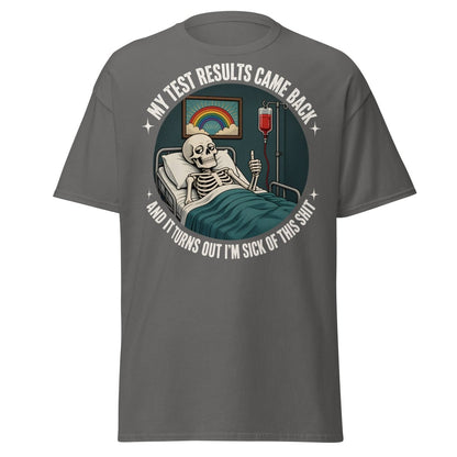 Sick of This Shit Skeleton Hospital Funny T-Shirt - Charcoal - TeeRipple