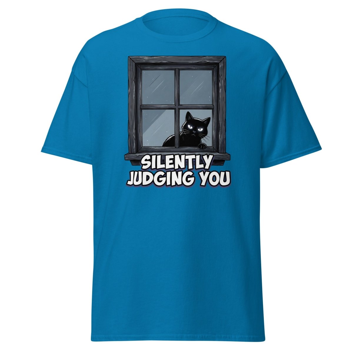 Silently Judging You Black Cat T-Shirt | Funny Cat Tee - Sapphire - TeeRipple