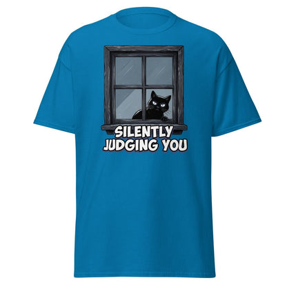 Silently Judging You Black Cat T-Shirt | Funny Cat Tee - Sapphire - TeeRipple