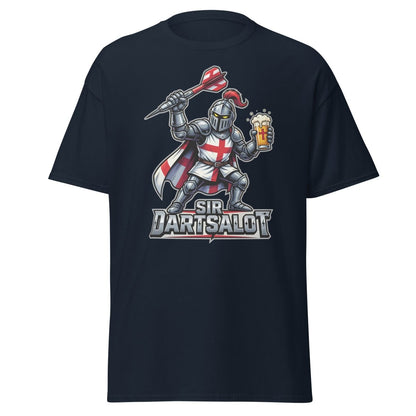 Sir Dartsalot Dart Player T-Shirt - Funny Knight Beer Tee - Navy - TeeRipple