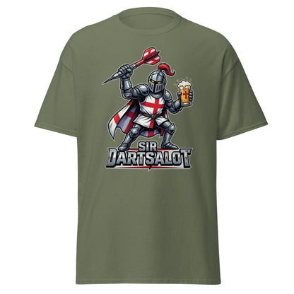 Sir Dartsalot Dart Player T-Shirt - Funny Knight Beer Tee - Military Green - TeeRipple