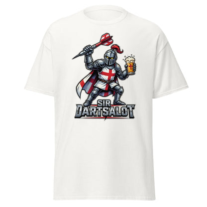 Sir Dartsalot Dart Player T-Shirt - Funny Knight Beer Tee - White - TeeRipple