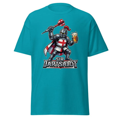 Sir Dartsalot Dart Player T-Shirt - Funny Knight Beer Tee - Tropical Blue - TeeRipple