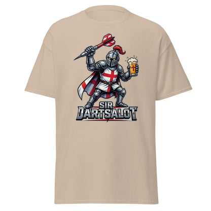 Sir Dartsalot Dart Player T-Shirt - Funny Knight Beer Tee - Sand - TeeRipple
