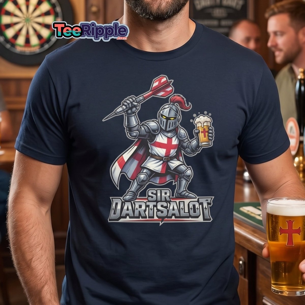 Sir Dartsalot Dart Player T-Shirt - Funny Knight Beer Tee - Maroon - TeeRipple