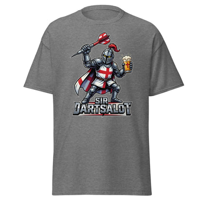 Sir Dartsalot Dart Player T-Shirt - Funny Knight Beer Tee - Graphite Heather - TeeRipple