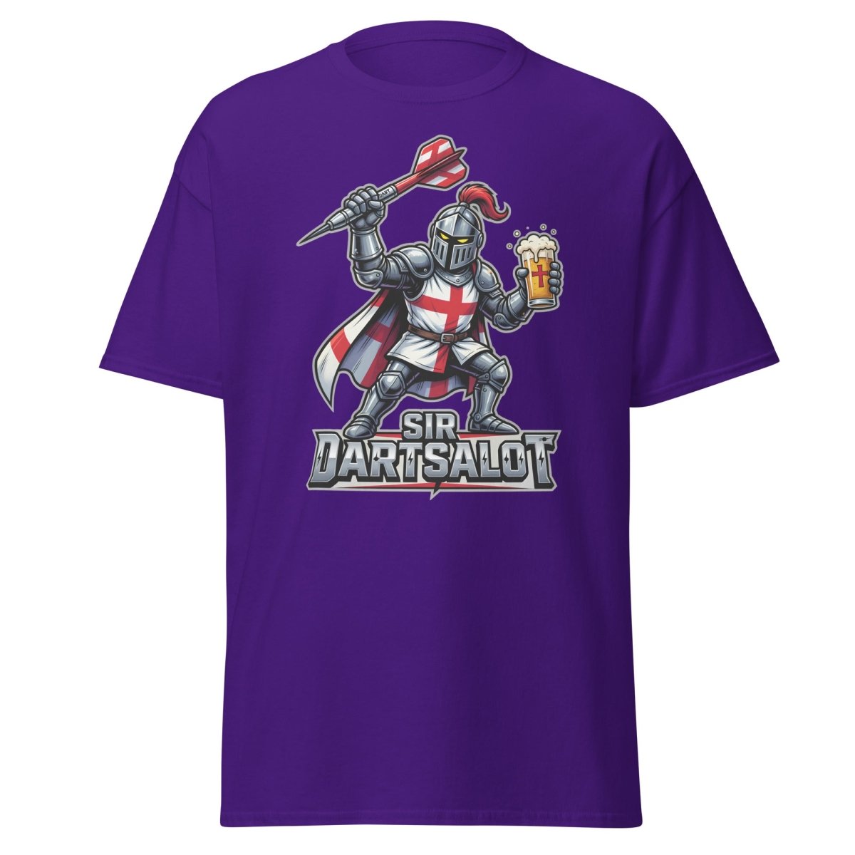 Sir Dartsalot Dart Player T-Shirt - Funny Knight Beer Tee - Purple - TeeRipple