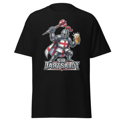 Sir Dartsalot Dart Player T-Shirt - Funny Knight Beer Tee - Black - TeeRipple