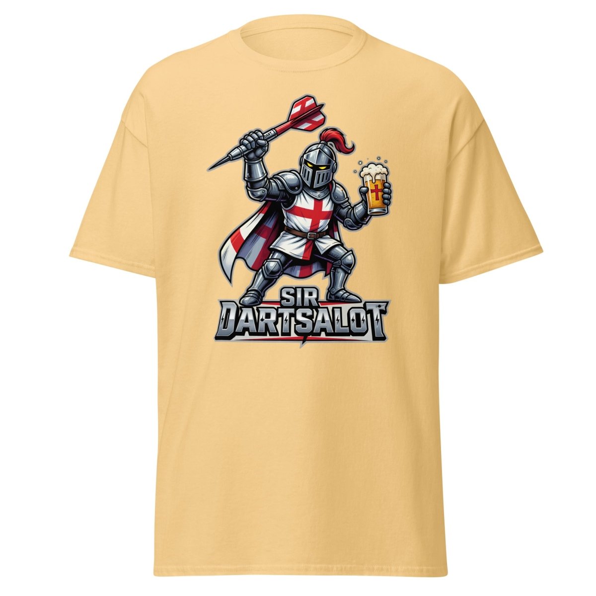 Sir Dartsalot Dart Player T-Shirt - Funny Knight Beer Tee - Yellow Haze - TeeRipple