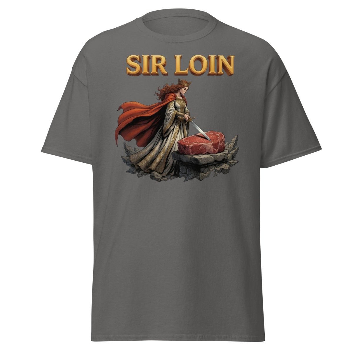 Sir Loin T-Shirt – Funny Knight Steak Pun Tee - Charcoal - TeeRipple