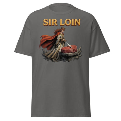 Sir Loin T-Shirt – Funny Knight Steak Pun Tee - Charcoal - TeeRipple