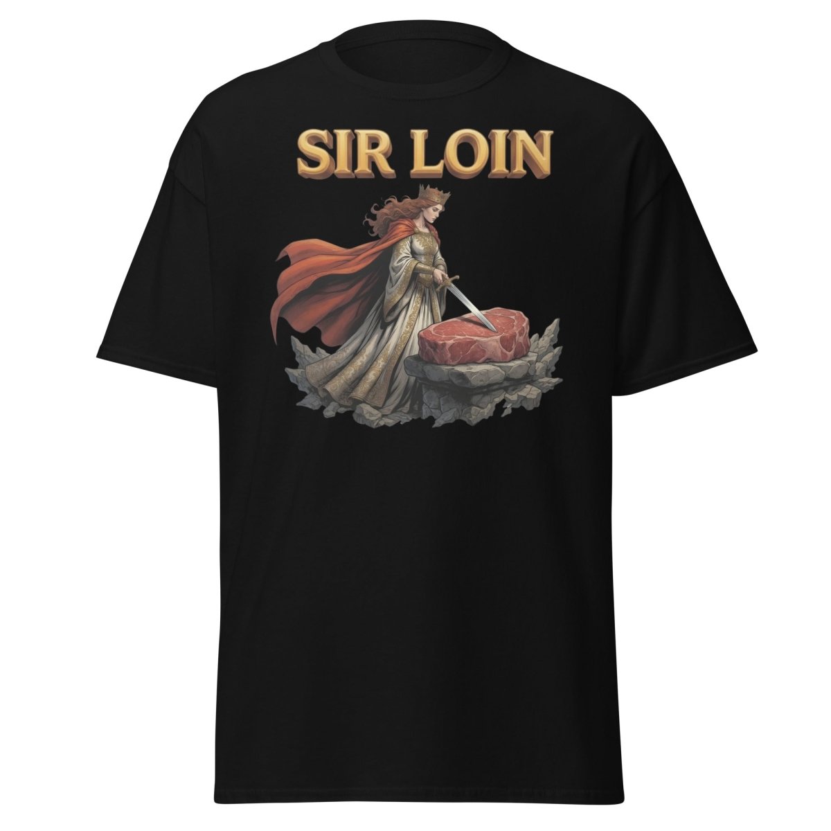 Sir Loin T-Shirt – Funny Knight Steak Pun Tee - Black - TeeRipple
