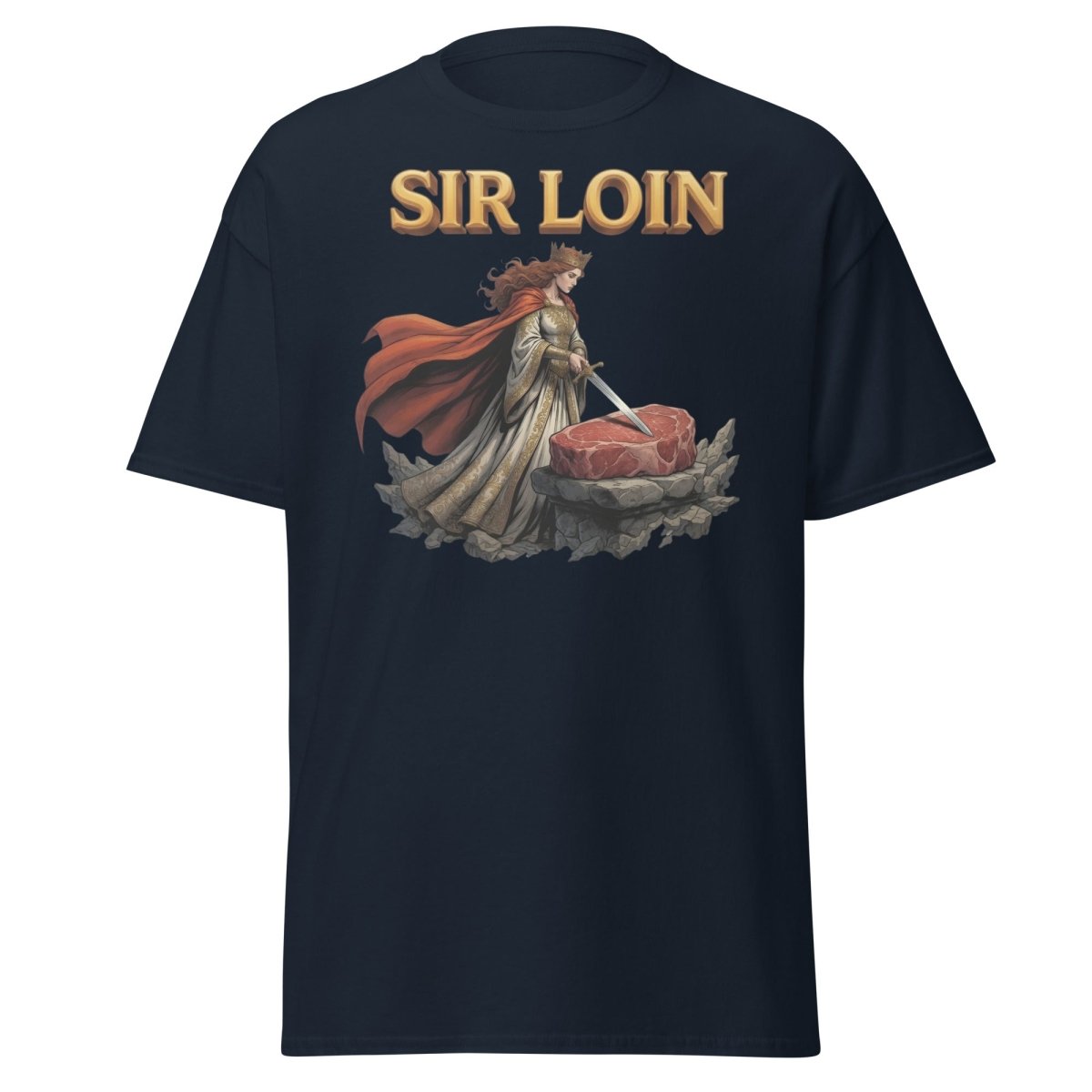 Sir Loin T-Shirt – Funny Knight Steak Pun Tee - Navy - TeeRipple