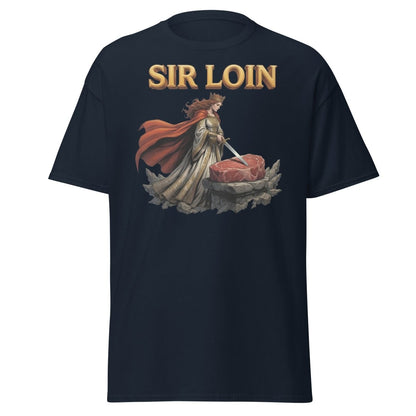 Sir Loin T-Shirt – Funny Knight Steak Pun Tee - Navy - TeeRipple