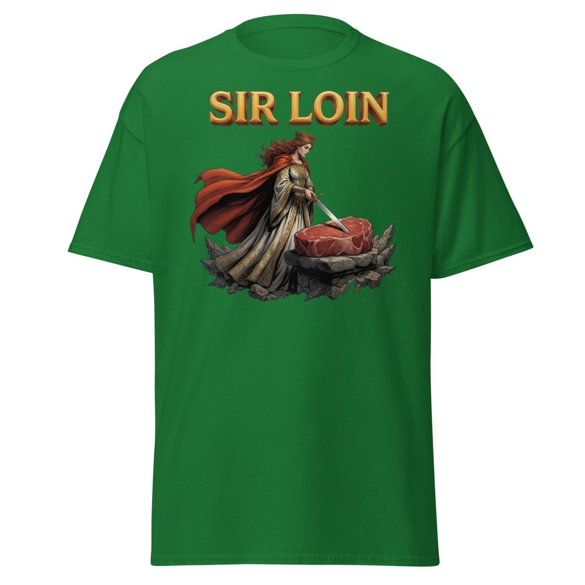 Sir Loin T-Shirt – Funny Knight Steak Pun Tee - Turf Green - TeeRipple