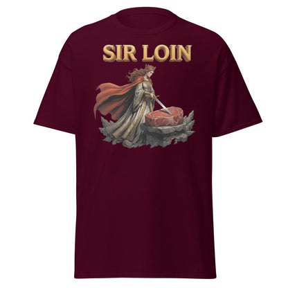 Sir Loin T-Shirt – Funny Knight Steak Pun Tee - Maroon - TeeRipple