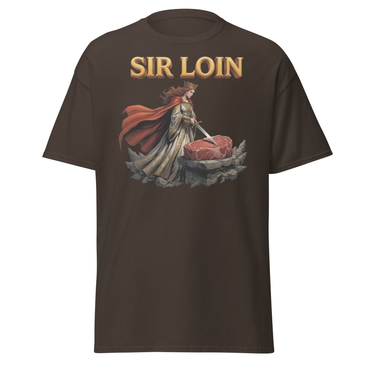 Sir Loin T-Shirt – Funny Knight Steak Pun Tee - Dark Chocolate - TeeRipple