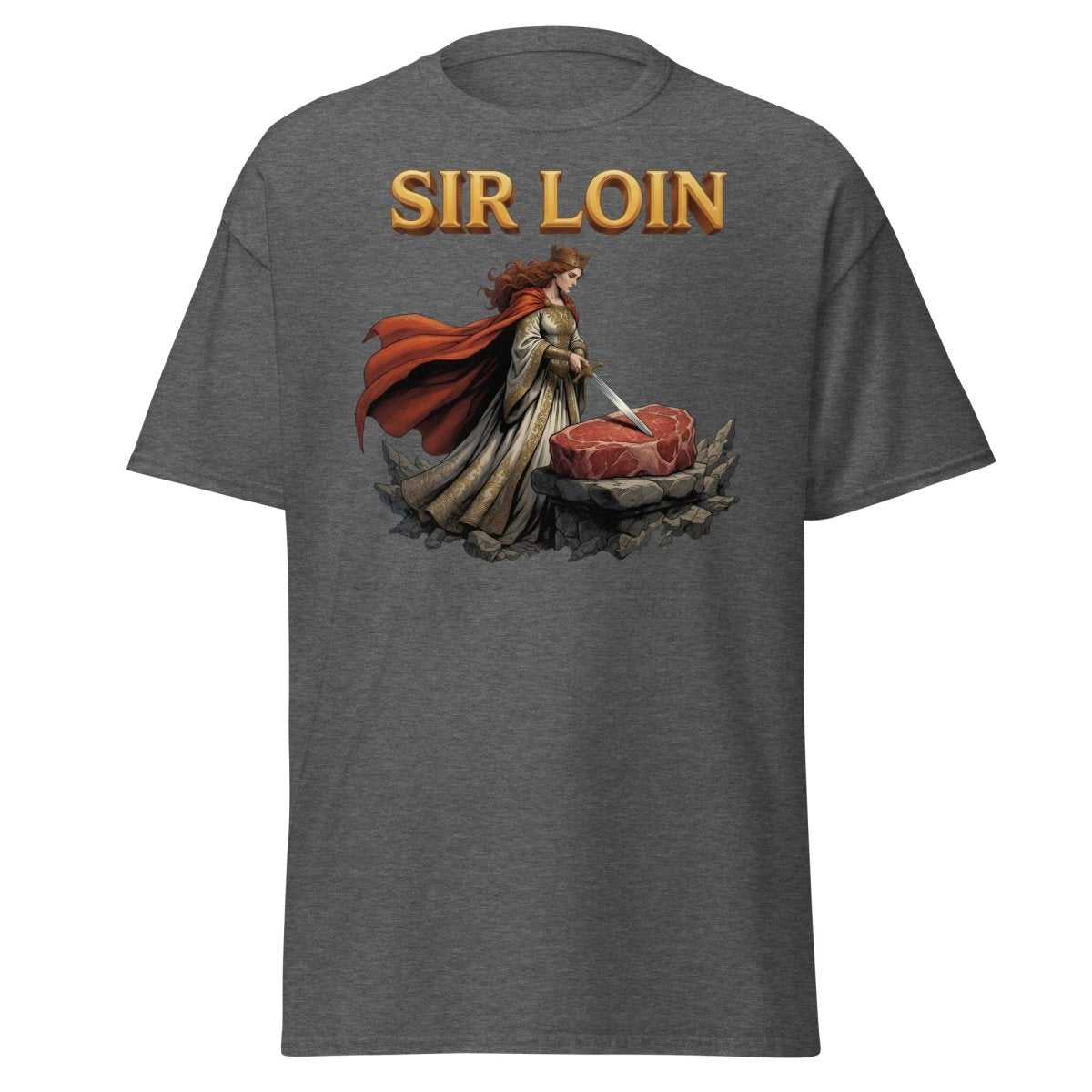 Sir Loin T-Shirt – Funny Knight Steak Pun Tee - Dark Heather - TeeRipple