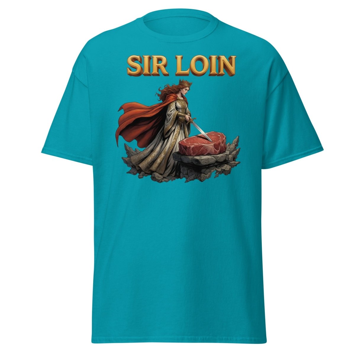 Sir Loin T-Shirt – Funny Knight Steak Pun Tee - Tropical Blue - TeeRipple