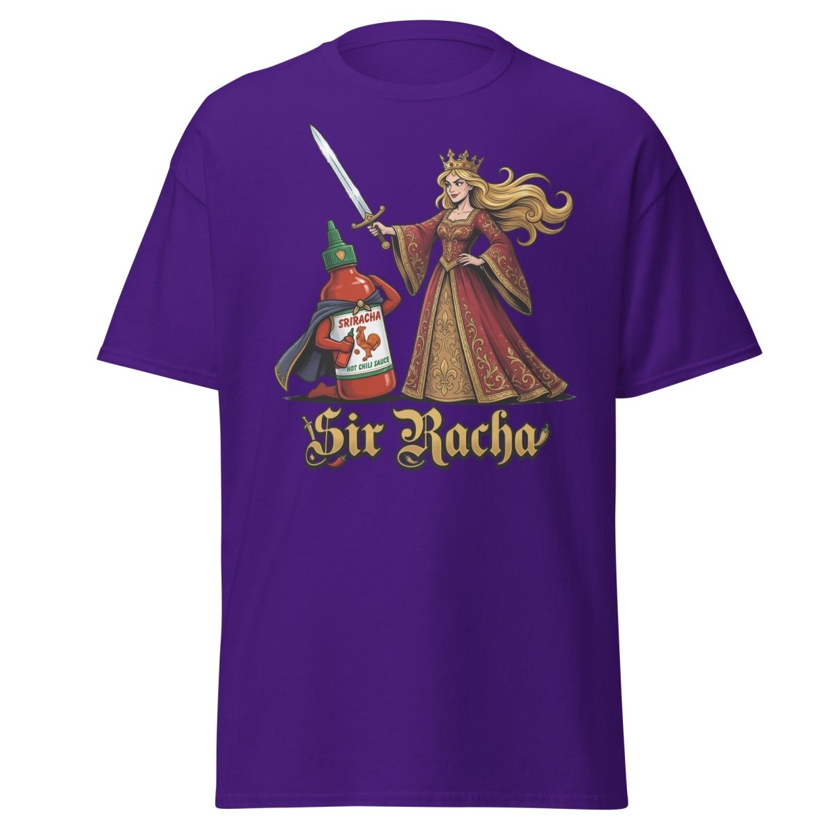 Sir Racha Hot Sauce Queen T-Shirt | Funny Sriracha Pun Tee - Purple - TeeRipple