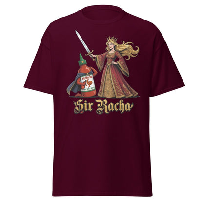 Sir Racha Hot Sauce Queen T-Shirt | Funny Sriracha Pun Tee - Maroon - TeeRipple
