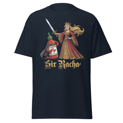 Sir Racha Hot Sauce Queen T-Shirt | Funny Sriracha Pun Tee - Navy - TeeRipple