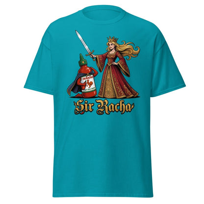 Sir Racha Hot Sauce Queen T-Shirt | Funny Sriracha Pun Tee - Tropical Blue - TeeRipple