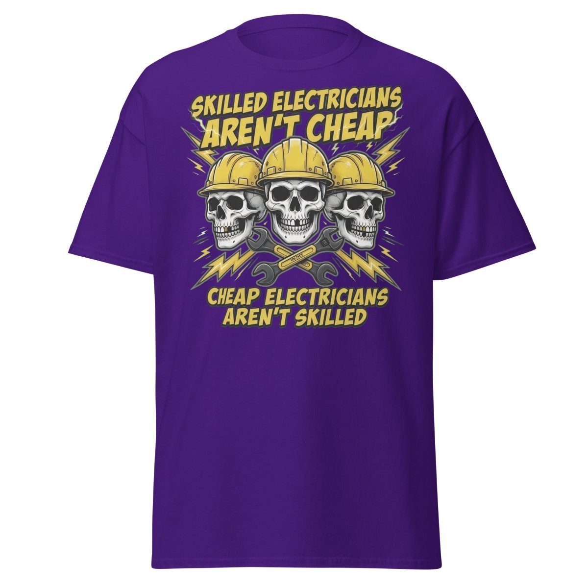 Skilled Electricians Aren't Cheap T-Shirt - Electrician Skull Tee - Purple - TeeRipple