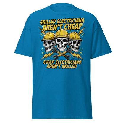 Skilled Electricians Aren't Cheap T-Shirt - Electrician Skull Tee - Sapphire - TeeRipple